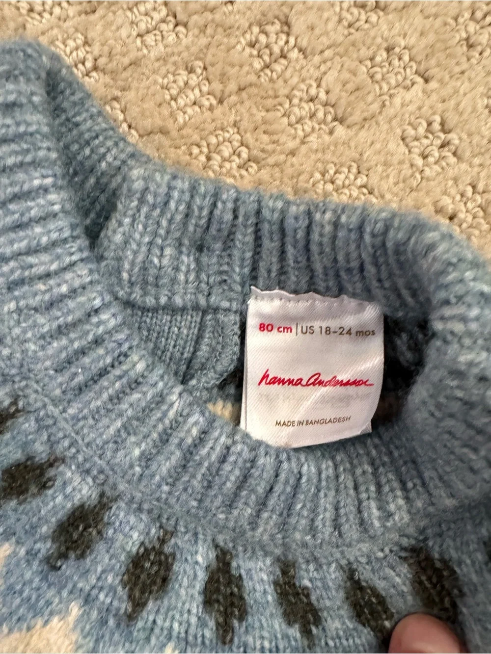 Hanna Andersson Blue Fair Isle Knit One-Piece